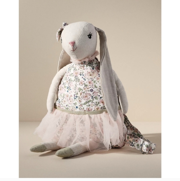 Anthropologie Rhiannon Rabbit Ballerina Backpack Linen Tulle Floral Mon Ami - Picture 6 of 6
